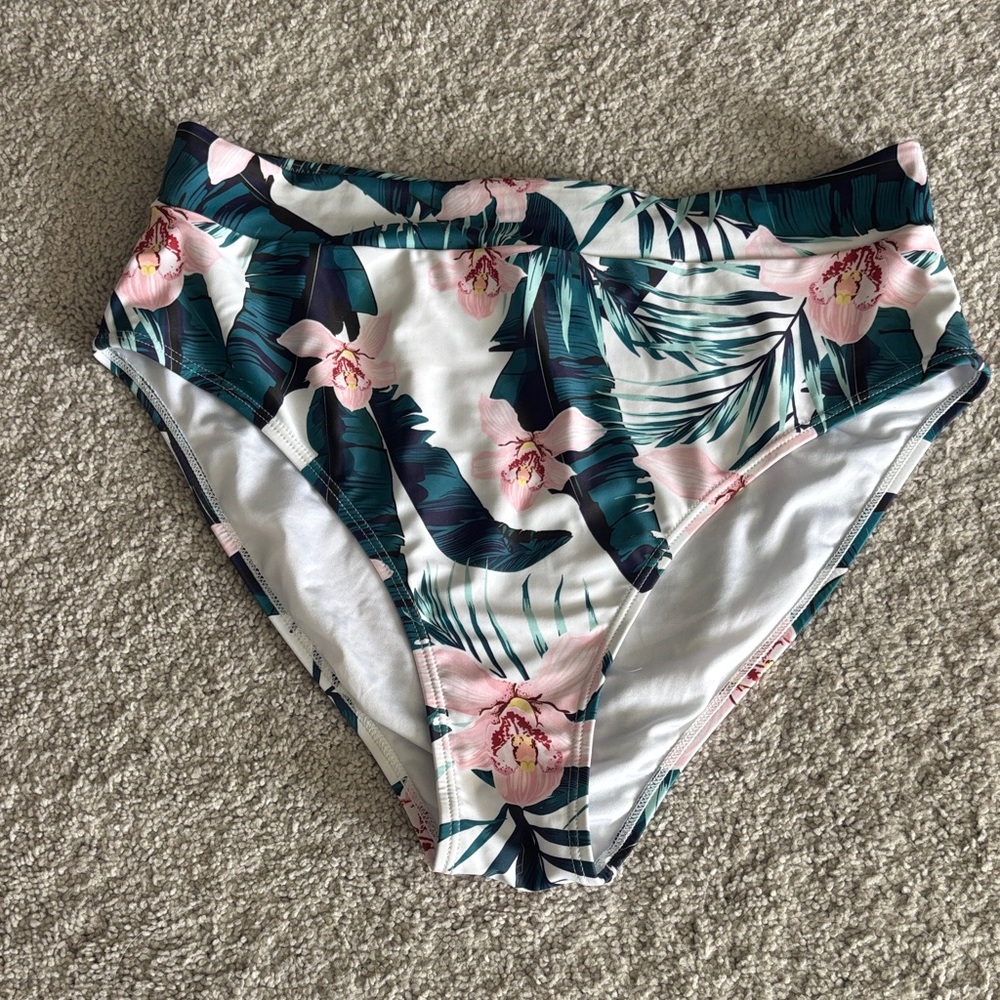 Amazon Women's High-Waist Bikini Bottoms - White, Pink, Green